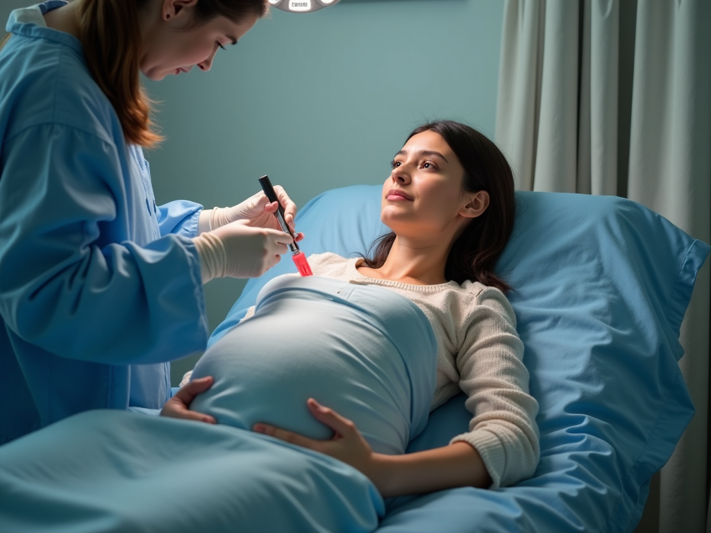 A patient undergoing embryo transfer during an IVF cycle.