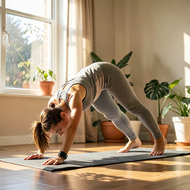 Woman engaging in yoga for stress relief and self-care