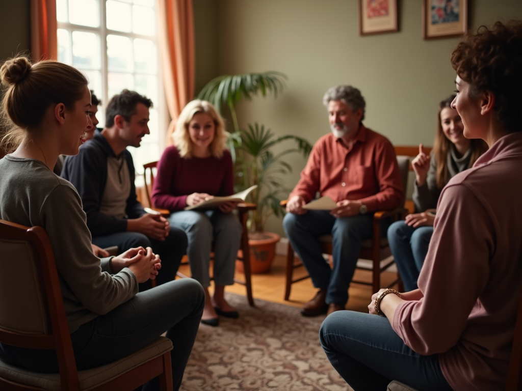 Support group for infertility, offering comfort and connection in a relaxed setting.