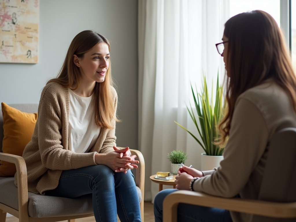 A therapist's office during a counseling session