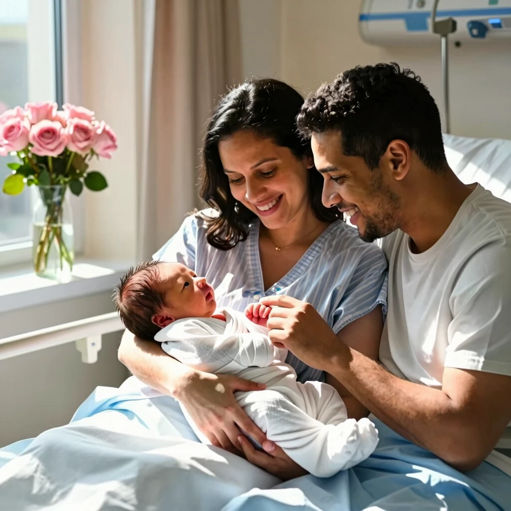 New parents celebrating birth after successful fertility treatment