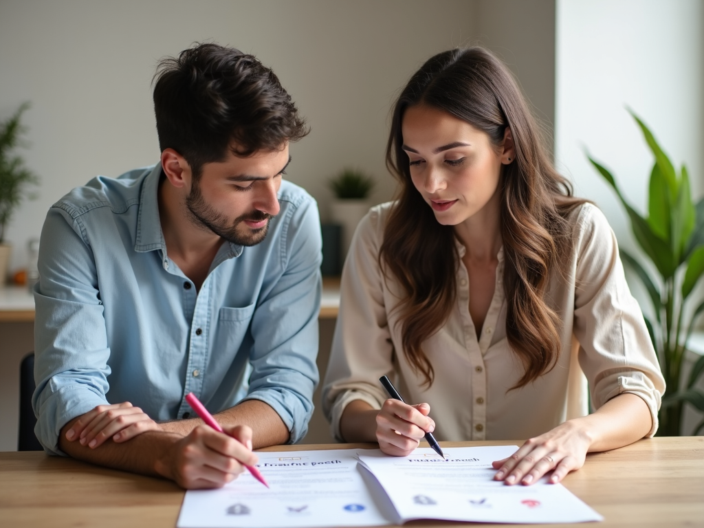 Couple reviewing financial documents for IVF