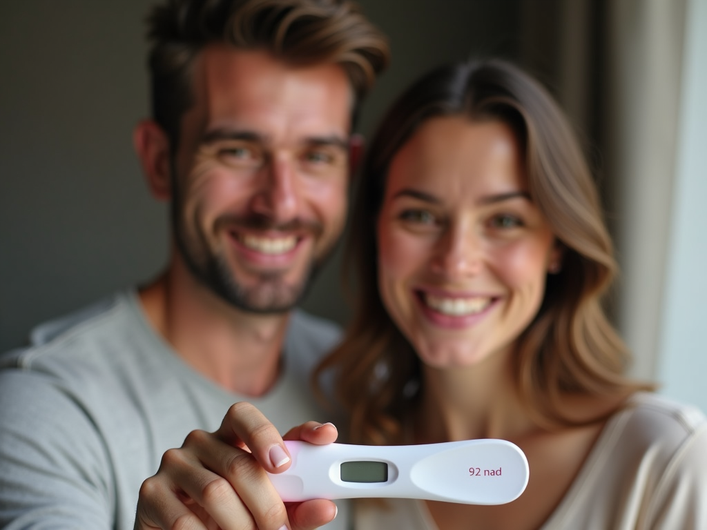 Couple looking at pregnancy test