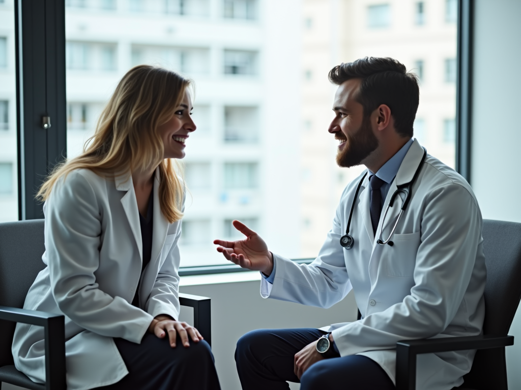 A fertility specialist discussing treatment options with a patient.