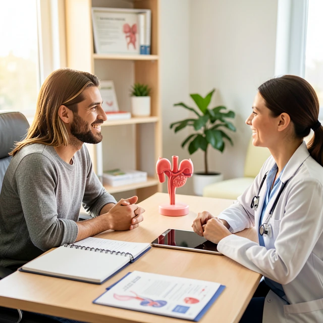Couple consulting with fertility doctor during IVF appointment
