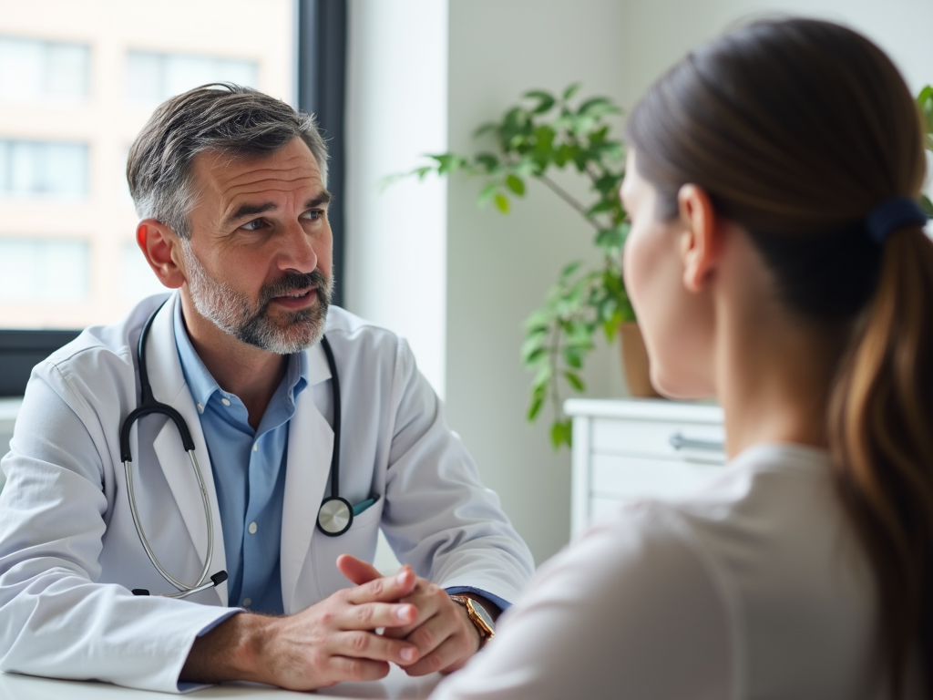 Doctor and patient discussing fertility concerns.