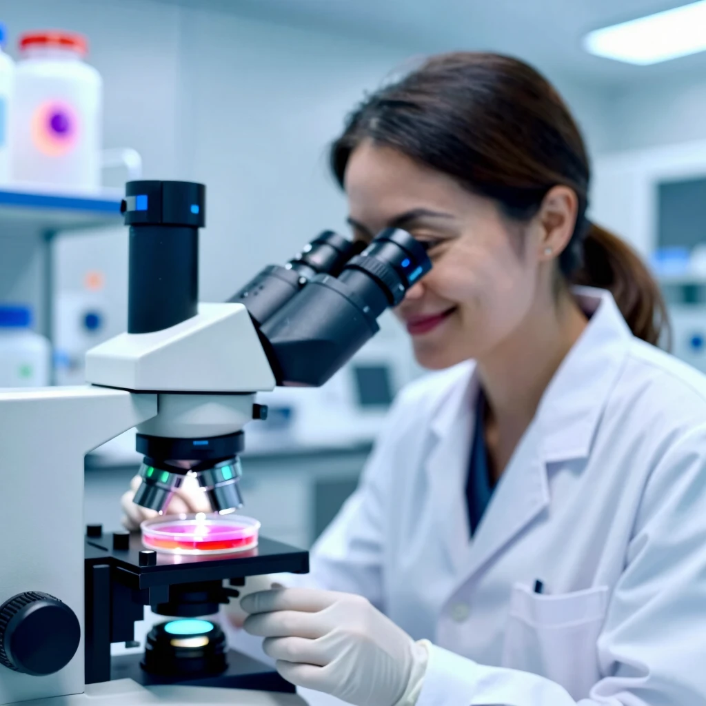 Embryologist analyzing embryos in an advanced IVF laboratory
