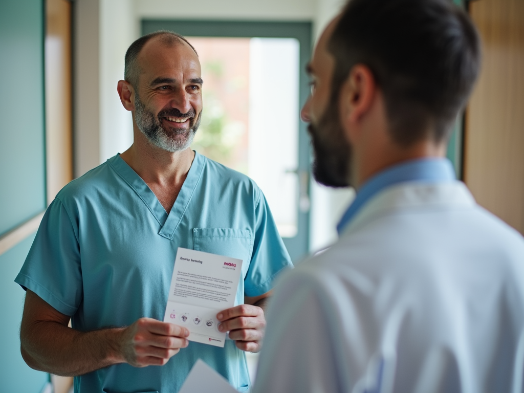 Man consulting doctor about sperm banking