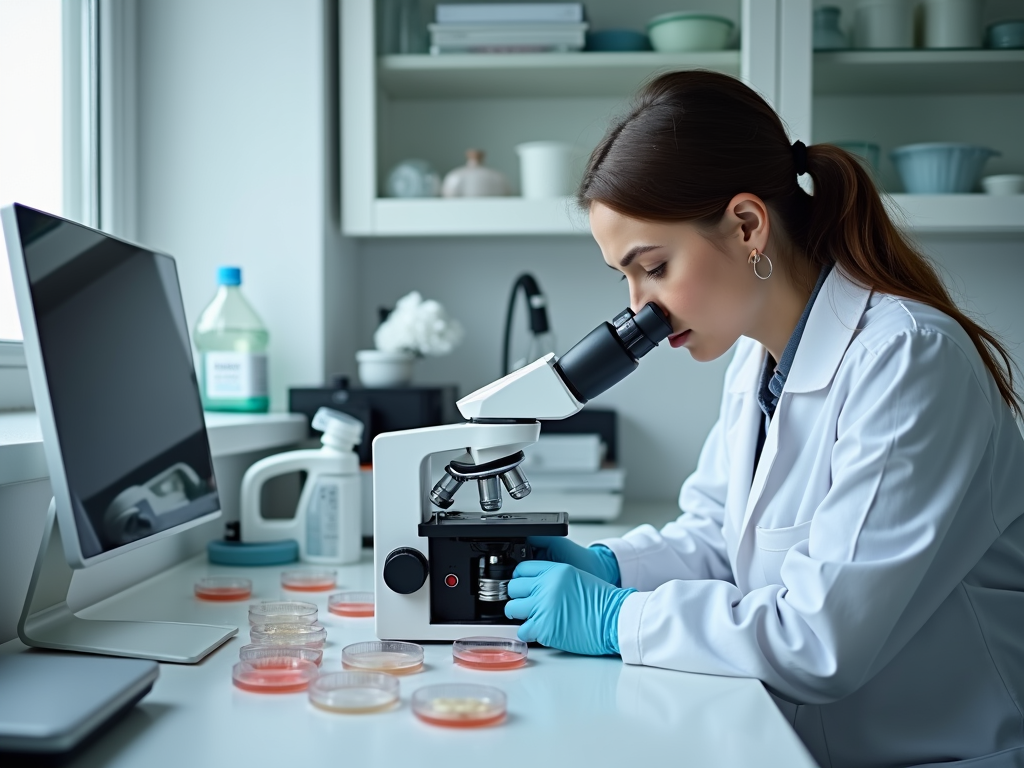 Scientist in a lab maturing eggs for in vitro maturation.