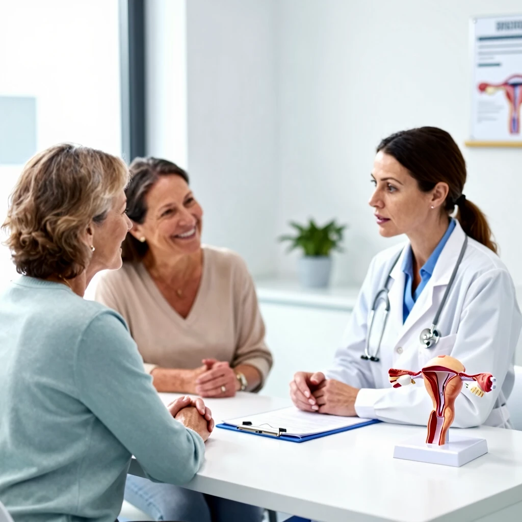 Doctor consulting with couple in fertility clinic