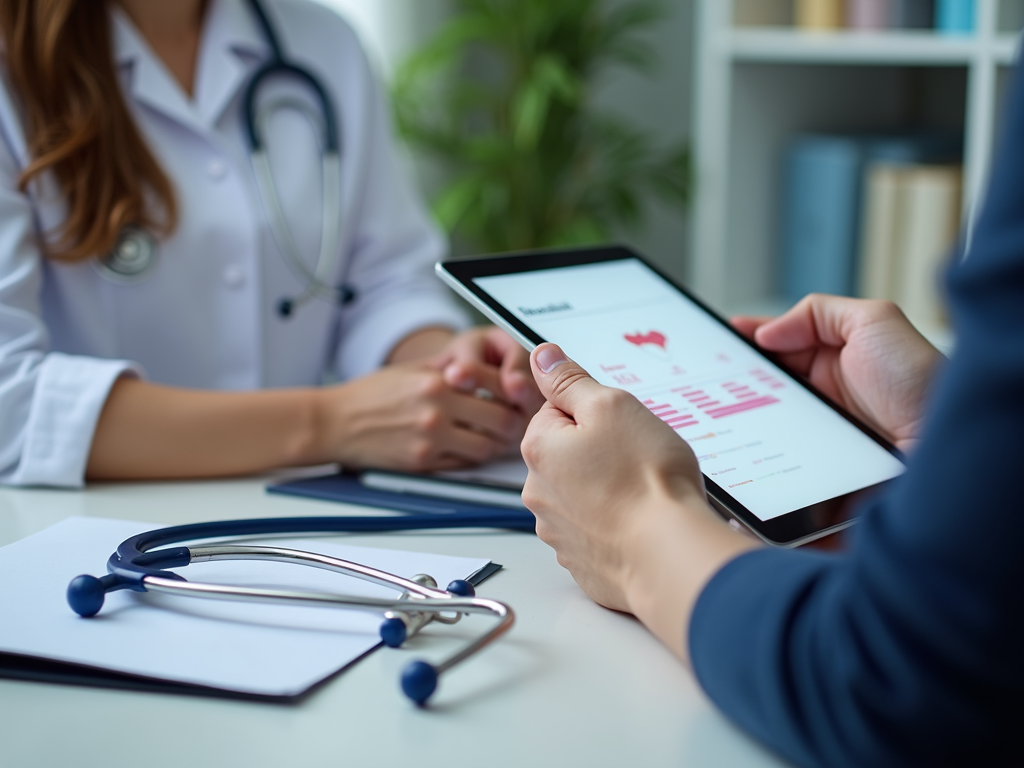 Doctor explaining fertility test results during a consultation.