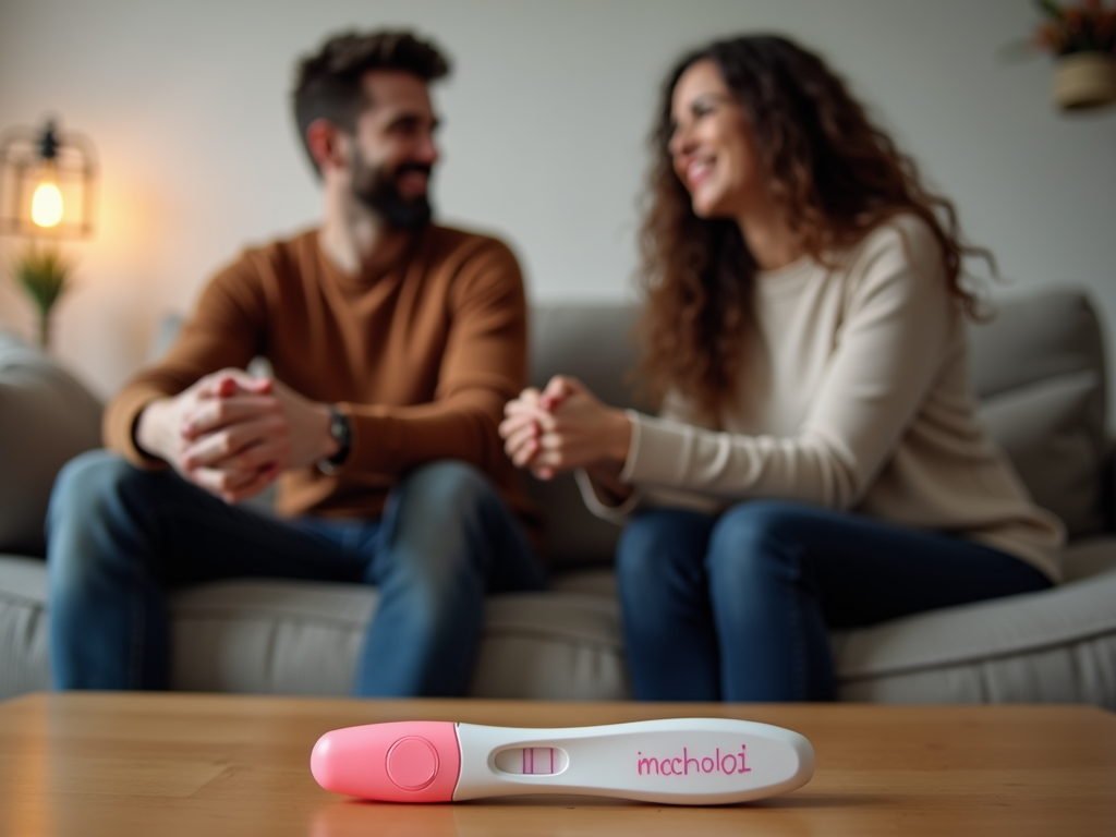 Couple awaiting pregnancy test results