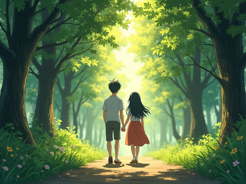 A Studio Ghibli-inspired image of strength and togetherness in fertility treatments