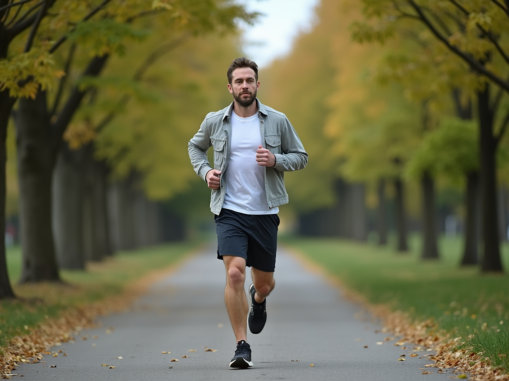Man jogging outdoors for health