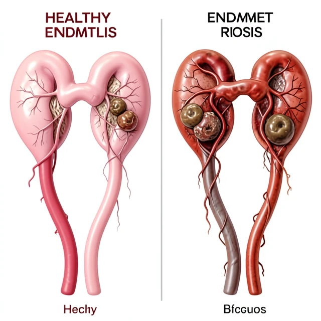 Comparison of healthy versus endometriosis-affected reproductive organs