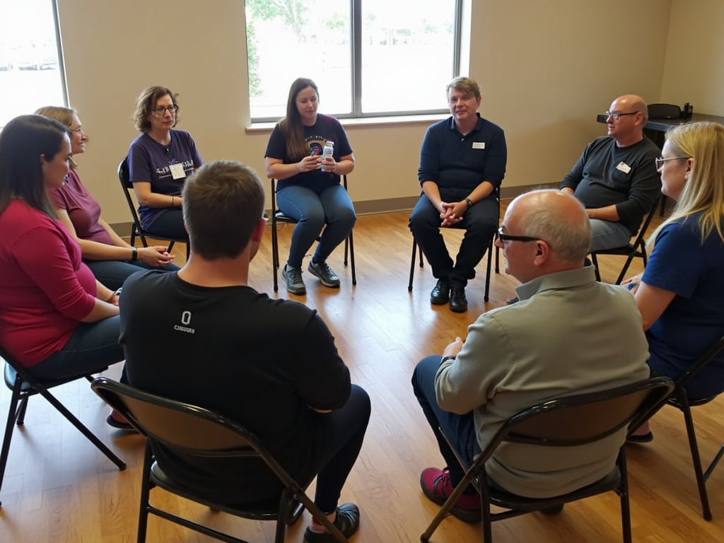 A support group meeting for individuals considering fertility preservation