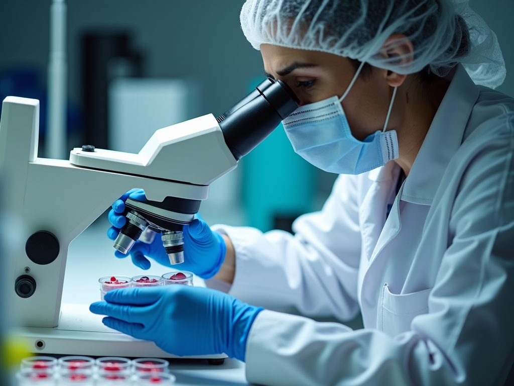 IVF lab technician preparing embryos.