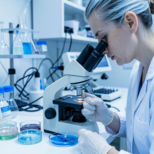 IVF lab technician handling embryos