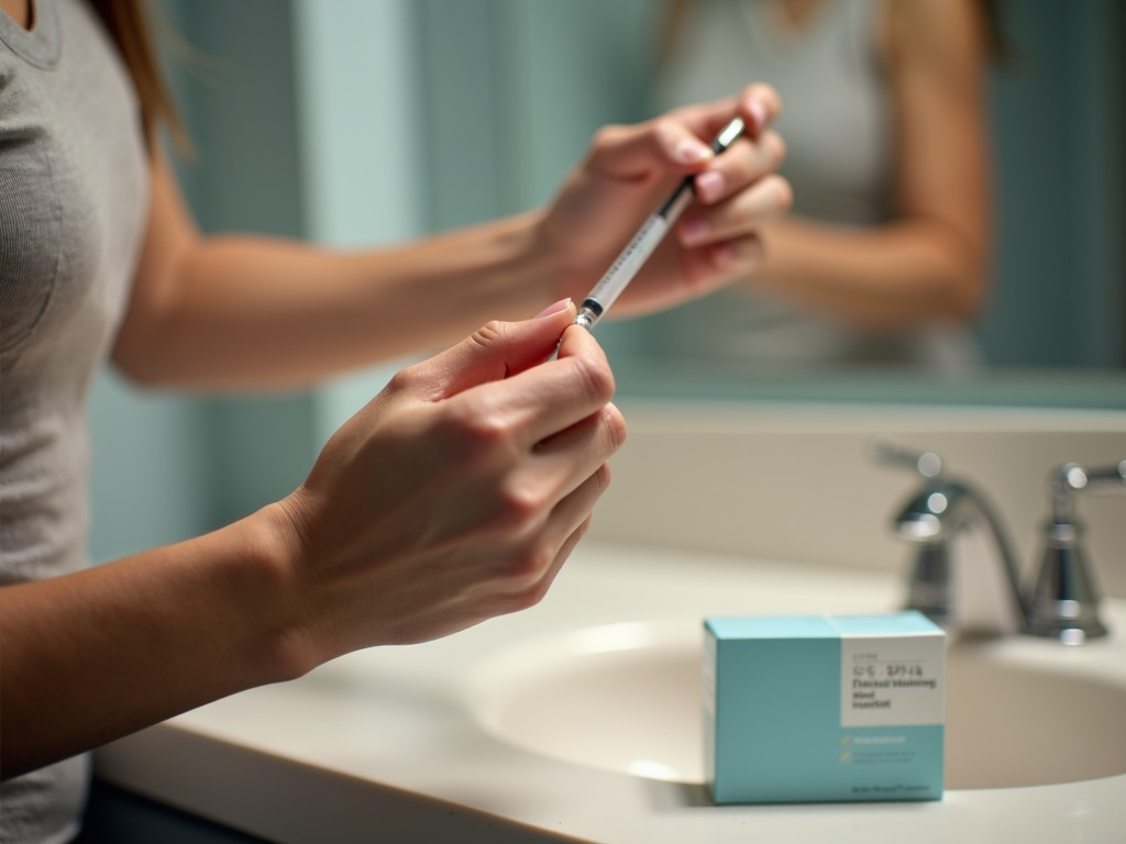 Woman preparing fertility medication injection