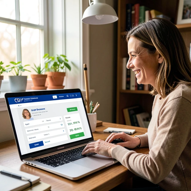 Couple exploring the CDC IVF Success Estimator tool on a laptop