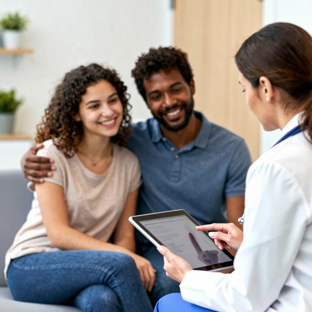 Couple consulting with genetic counselor about family planning