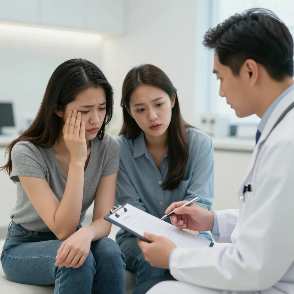 Couple consulting with doctor about fertility issues in a clinic