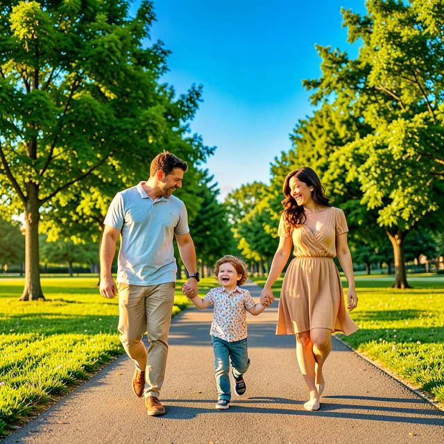 Happy adoptive family enjoying time together in the park