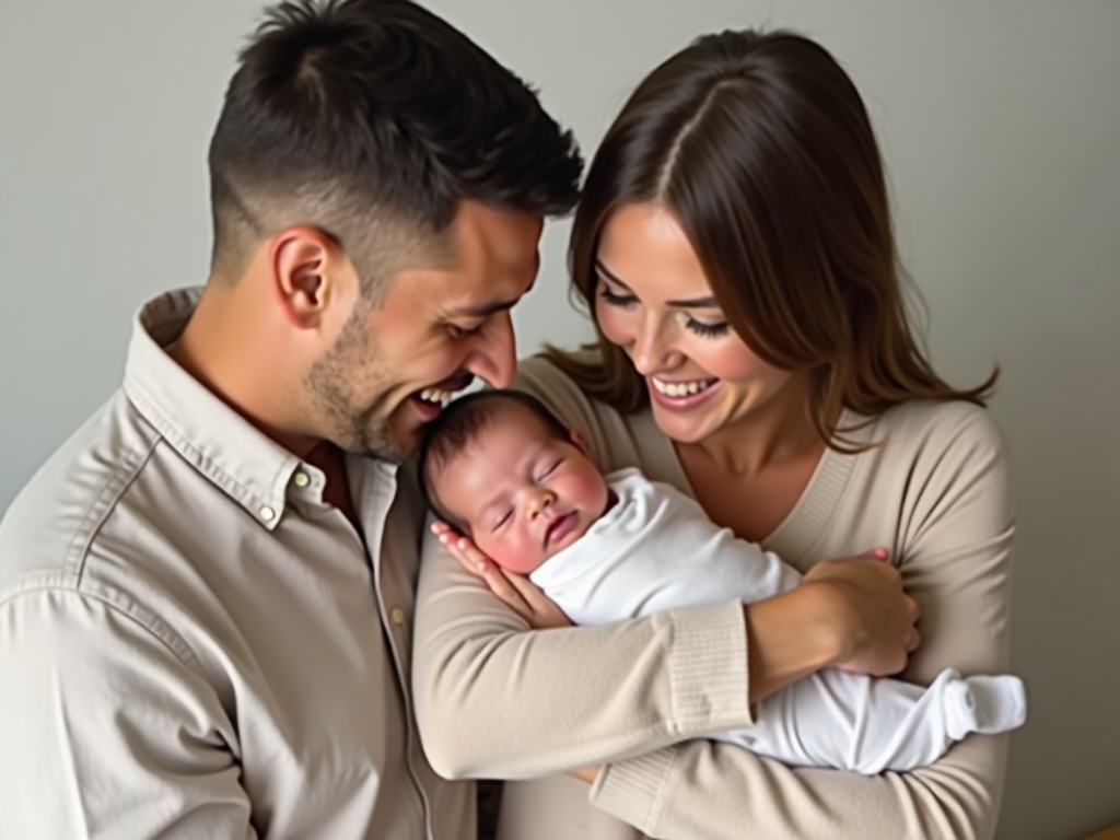 A happy family with a newborn, representing the joy of successful IVF.