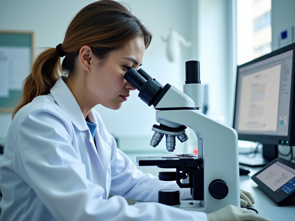 A lab technician analyzing samples for fertility treatment