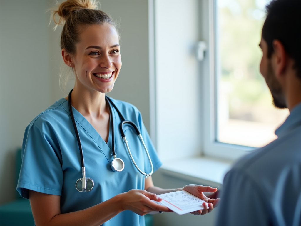 Nurse providing IVF medication