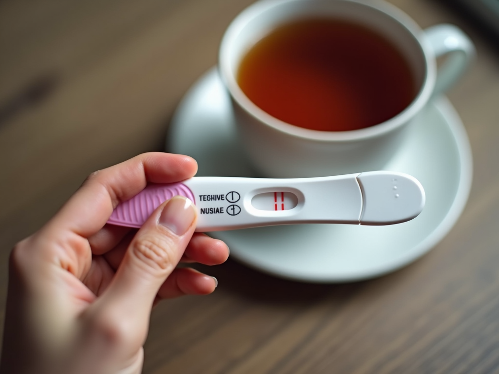 Woman holding negative pregnancy test